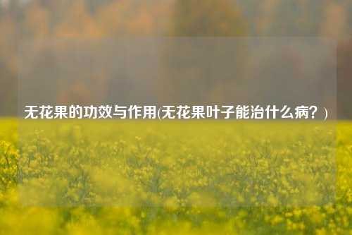无花果的功效与作用(无花果叶子能治什么病？)