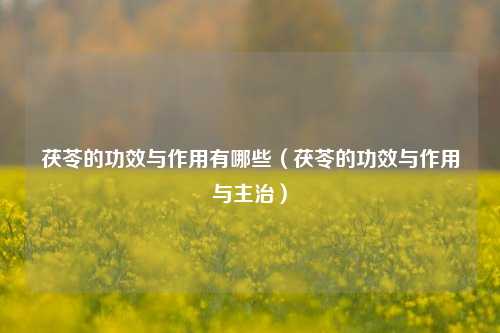 茯苓的功效与作用有哪些（茯苓的功效与作用与主治）